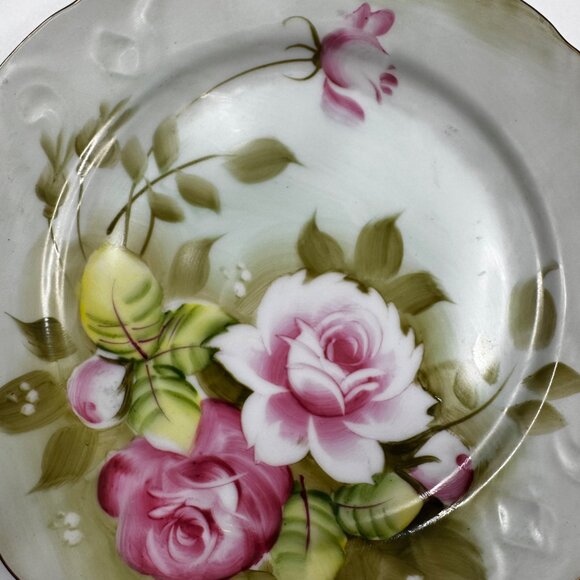 Lefton China Plate 3069 Hand Painted Floral Decorative Set of 4 Whimsical Rose - Picture 14 of 16
